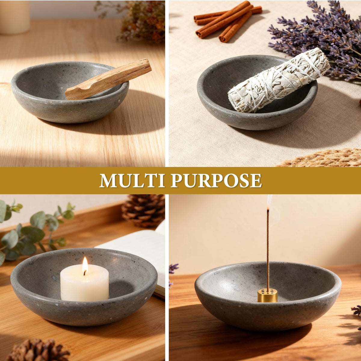 Natural Marble Incense Holder (D=150-gray)