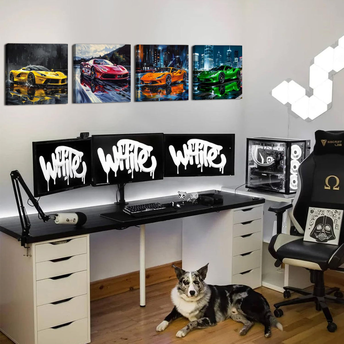 Sport Car Wall Art Car Posters for Boys Room Decor Supercar Pictures Wall Decor Cool Racing Paintings Canvas Prints Abstract Street Racing Vehicle Posters Artwork Teens Men Office Decoration 12x12" 4P (12"L x 12"W / Supercar)