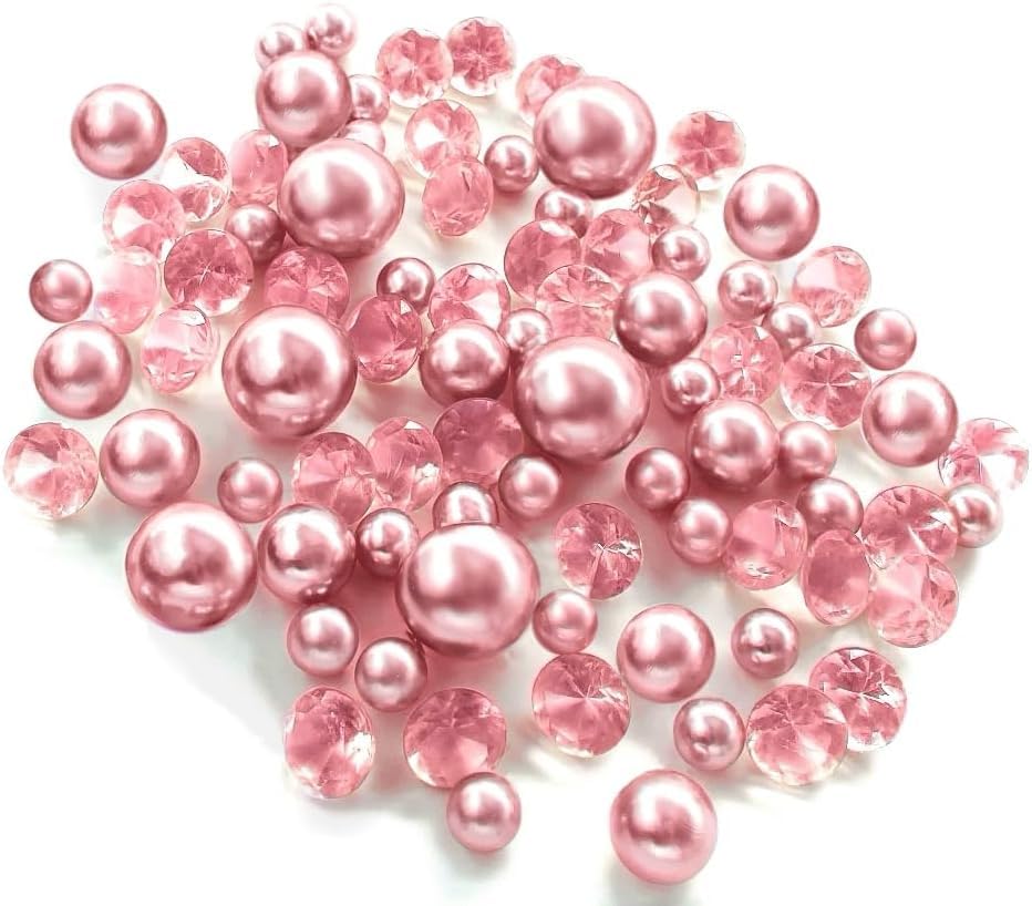 100 Floating Light Pink Pearls (Light Pink / 100 Pearls & Gems+LightsWarmWhite)
