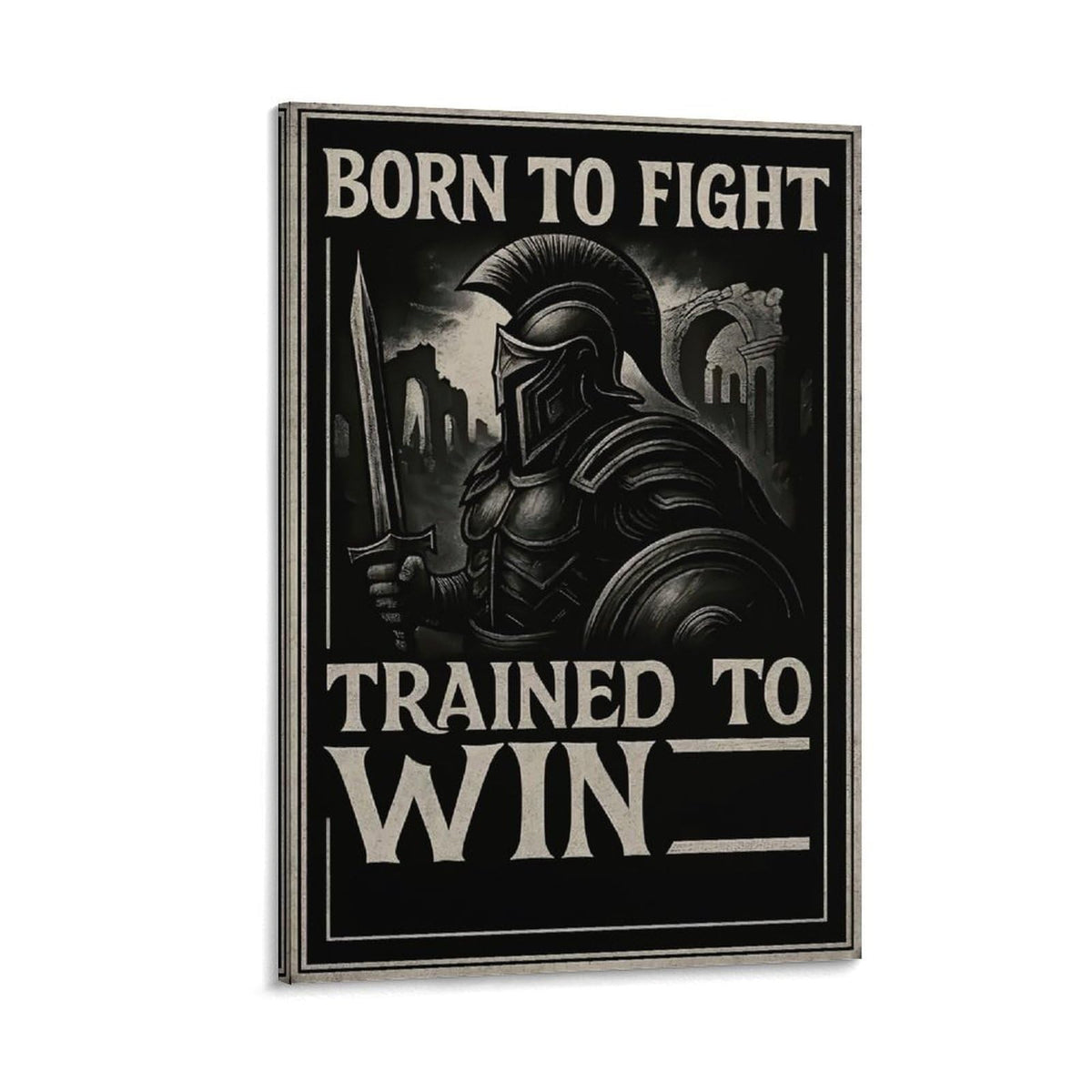 Born to Fight Trained to Win Spartan Warrior Motivational Poster Canvas Printing Wall Art Prints Wall Decor Posters Vintage Black White Gym Office Living Room Bedroom 20x30inch (style-37 / 20x30inch(50x75cm) Frame)