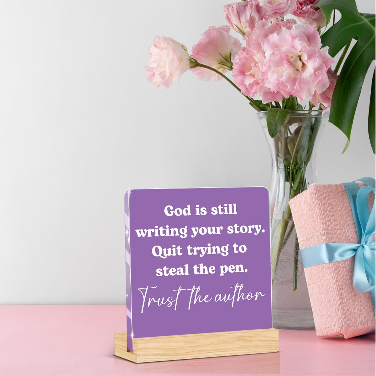 Purple Home Office Decor (God Is Still Writing Your Story. Quit Trying To Steal The Pen. Trust The Author)