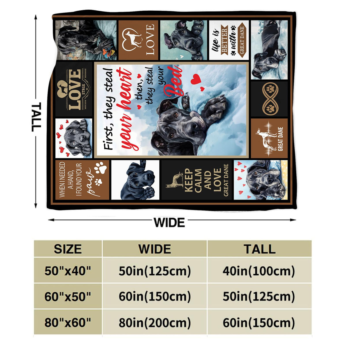 Great Dane Dog Throw Blanket (60"x80" / Dane Dog)