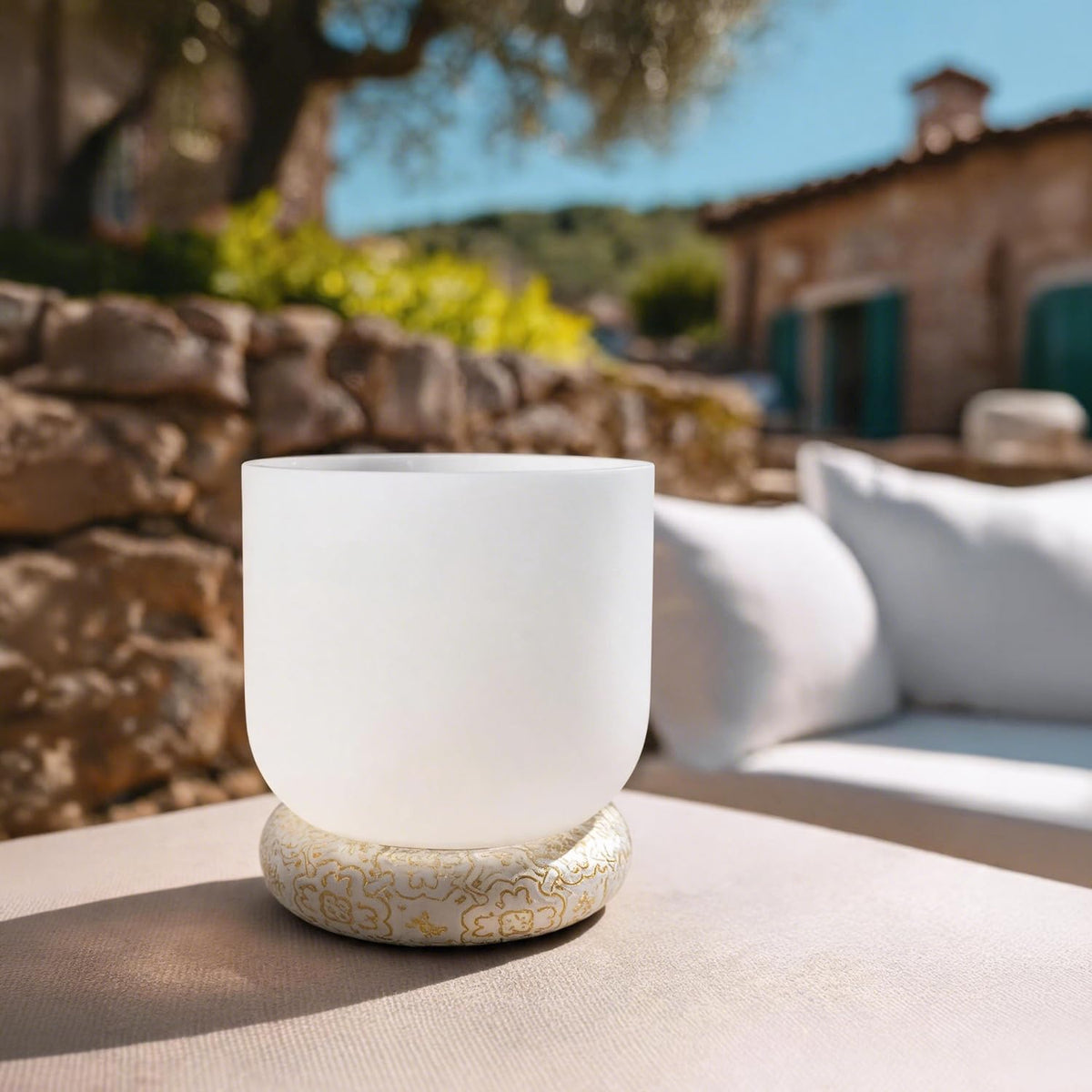 Singing Bowl Cushion for Crystal & Tibetan Singing Bowls (WhiteGold / 6.7 Inch)
