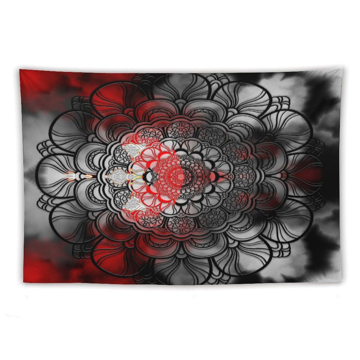 Black And Red Mandala Tapestry Wall Hanging Abstract Yellow Red Black Boho Floral Modern Tapestries Home Decor for Living Room Bedroom Apartment Farmhouse Dorm 60"x90" (60"L x 90"W / Mandala-15)