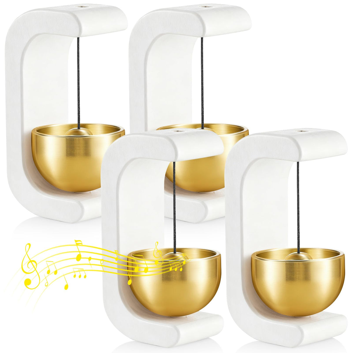 4 Pcs Magnetic Wooden Doorbell Chime (White)