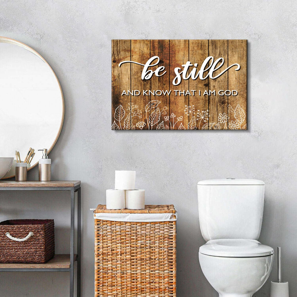 Christian Signs Wall Art Bible Verse Psalm 46 (30"L x 20"W / Be-still)