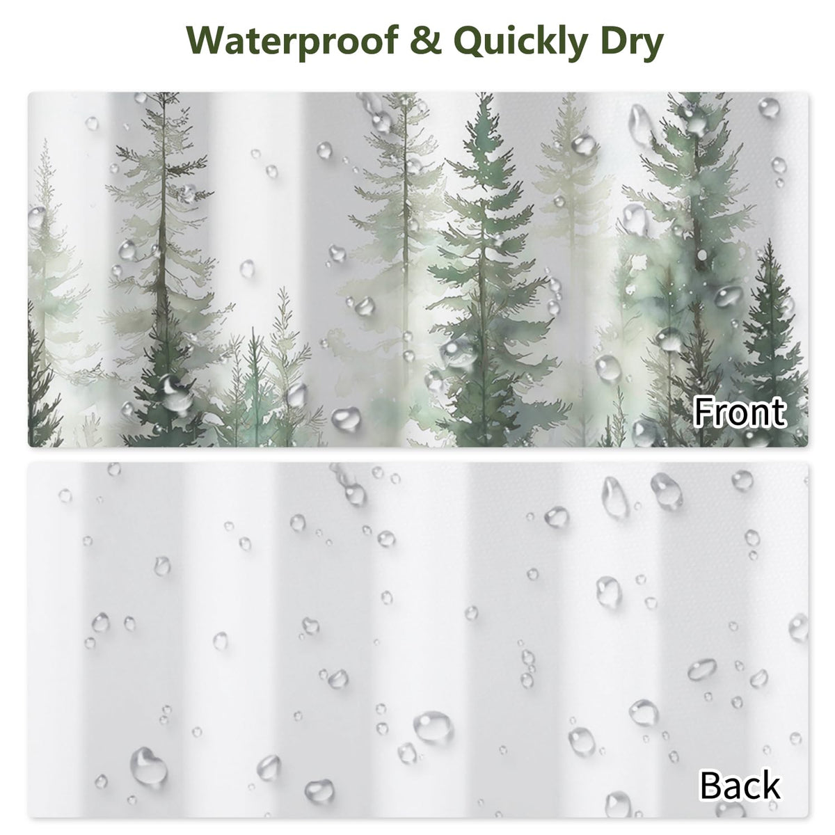 Serene Forest Landscape Shower Curtain with Hooks (Fog Forest)