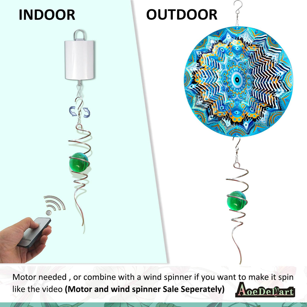 Wind Spinner Tail Gazing Ball Spiral Decorative Wind Spinners Sun Catcher 11inch Tail and 2 inch Glass Orb. Indoor Outdoor Garden Decoration Wind Spinner Stabilizer (13in / 007-green)