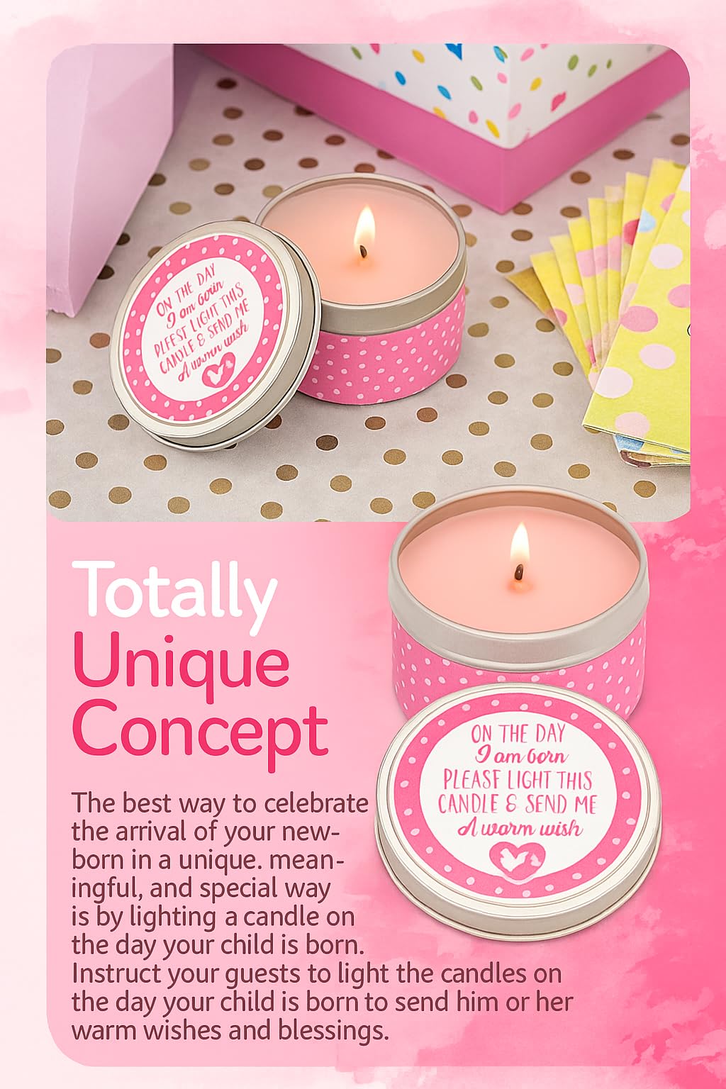 Baby Shower Candle Favors Gift Set (Pink-1-9pk)