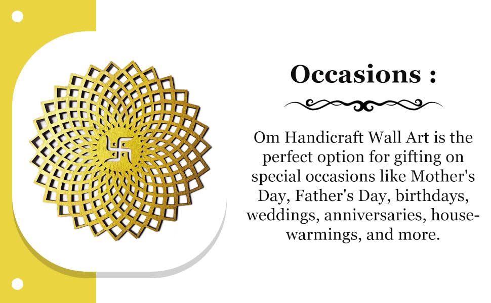 Golden Round Decorative Wall Art Mdf Wooden Chakra For Temple (GEOMETRY -Gold / 24"L x 24"W)