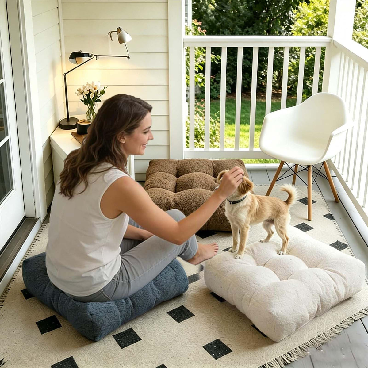 Large Meditation Pillow Set of 2 (Beige / 18×18in)