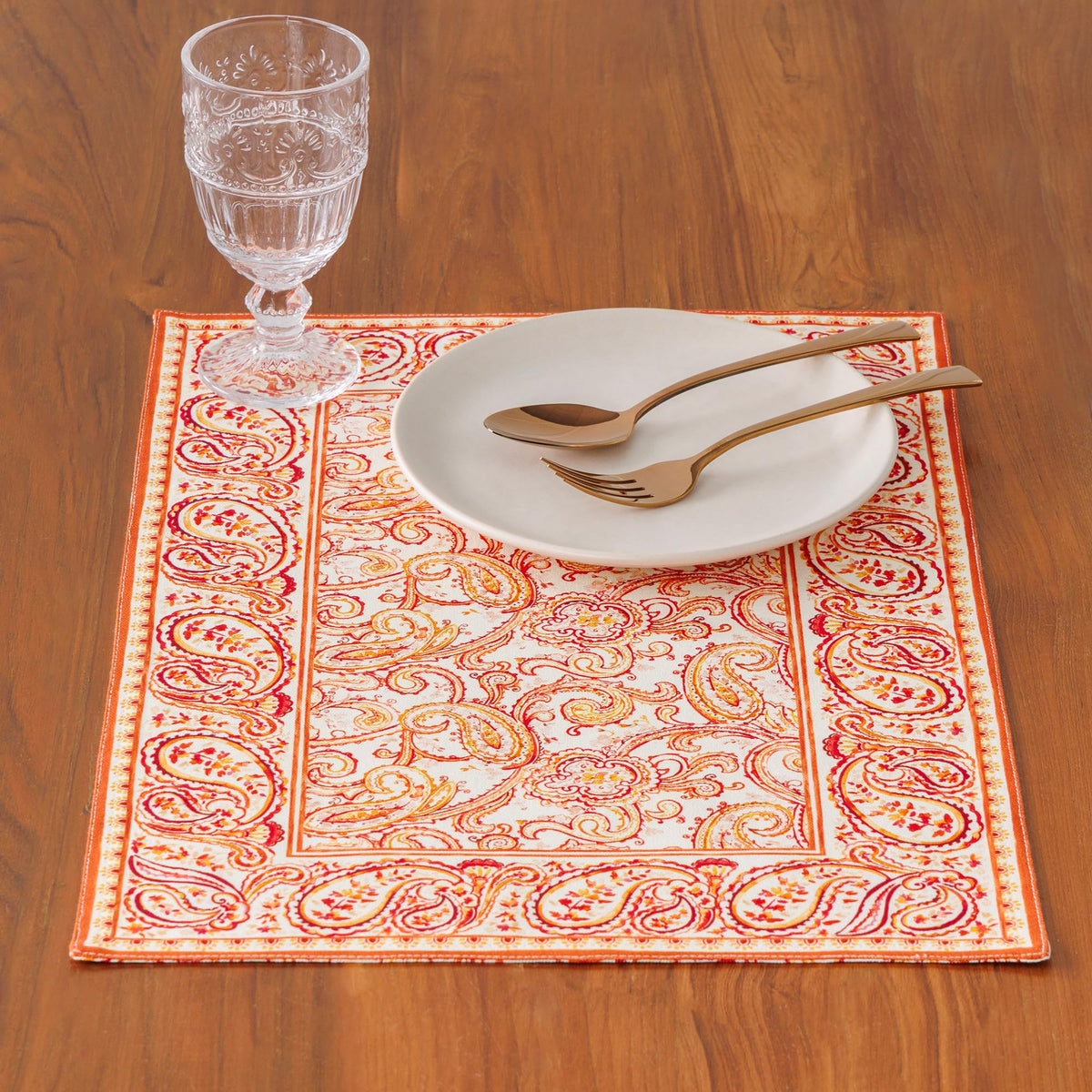 Placemats Set of 4 Reusable 100% Cotton (131 - Palatial Paisley / 13" X 19" (Pack of 4))