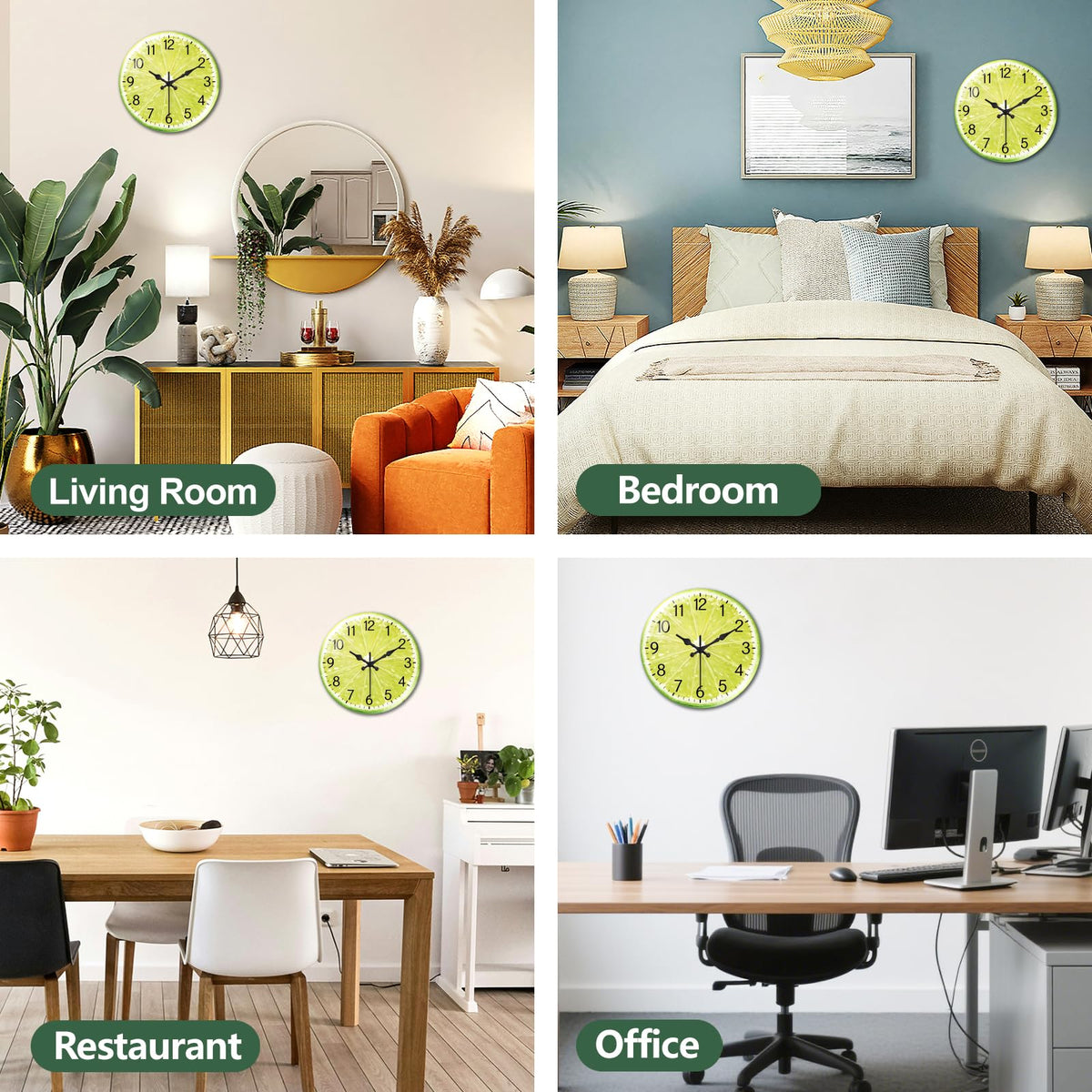 Lime Slice Wall Clocks Battery Operated (Lime Slice)