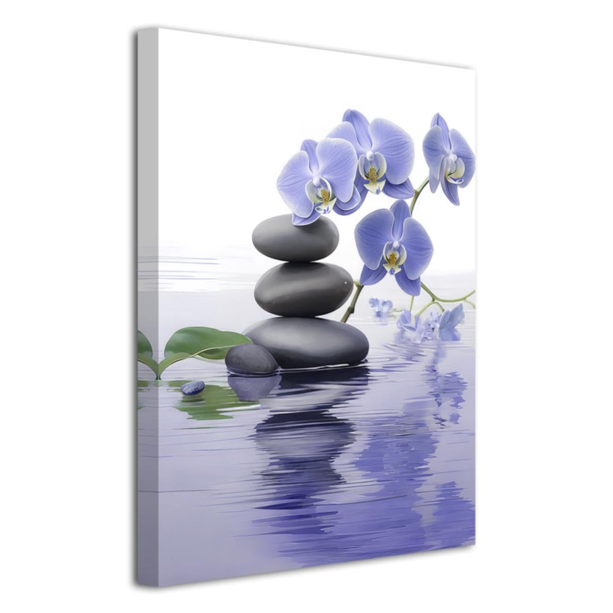 Zen Bathroom Wall Art Orchid Flower with Zen Stones Pictures Spa Painting Still Life Canvas Prints for Meditation Spiritual Room Decor Framed (Purple / 42L" x 28W")