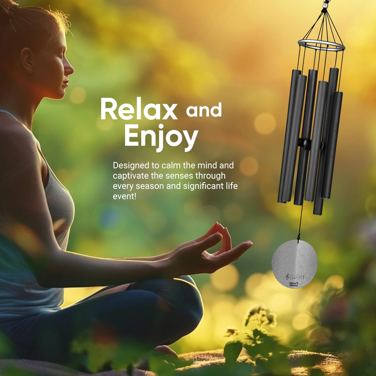Nature’s Melody Aureole Tunes Wind Chimes (42" / Black)