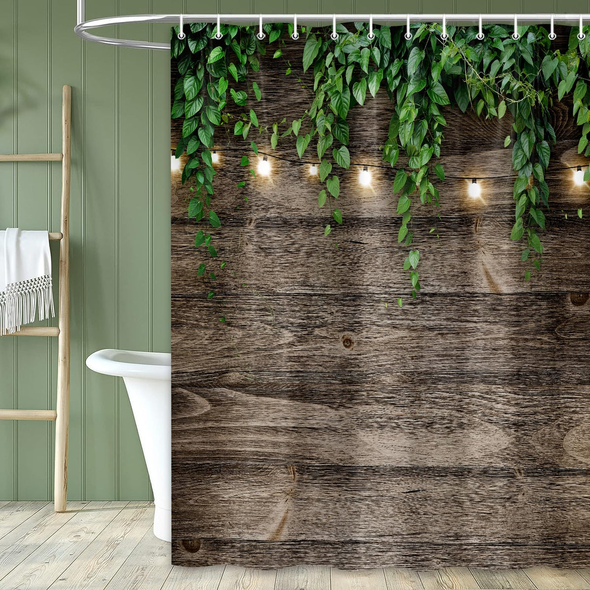 Rustic Outdoor Wall Shower Curtain (Grey / 72"W x 84"L (Pack of 1))