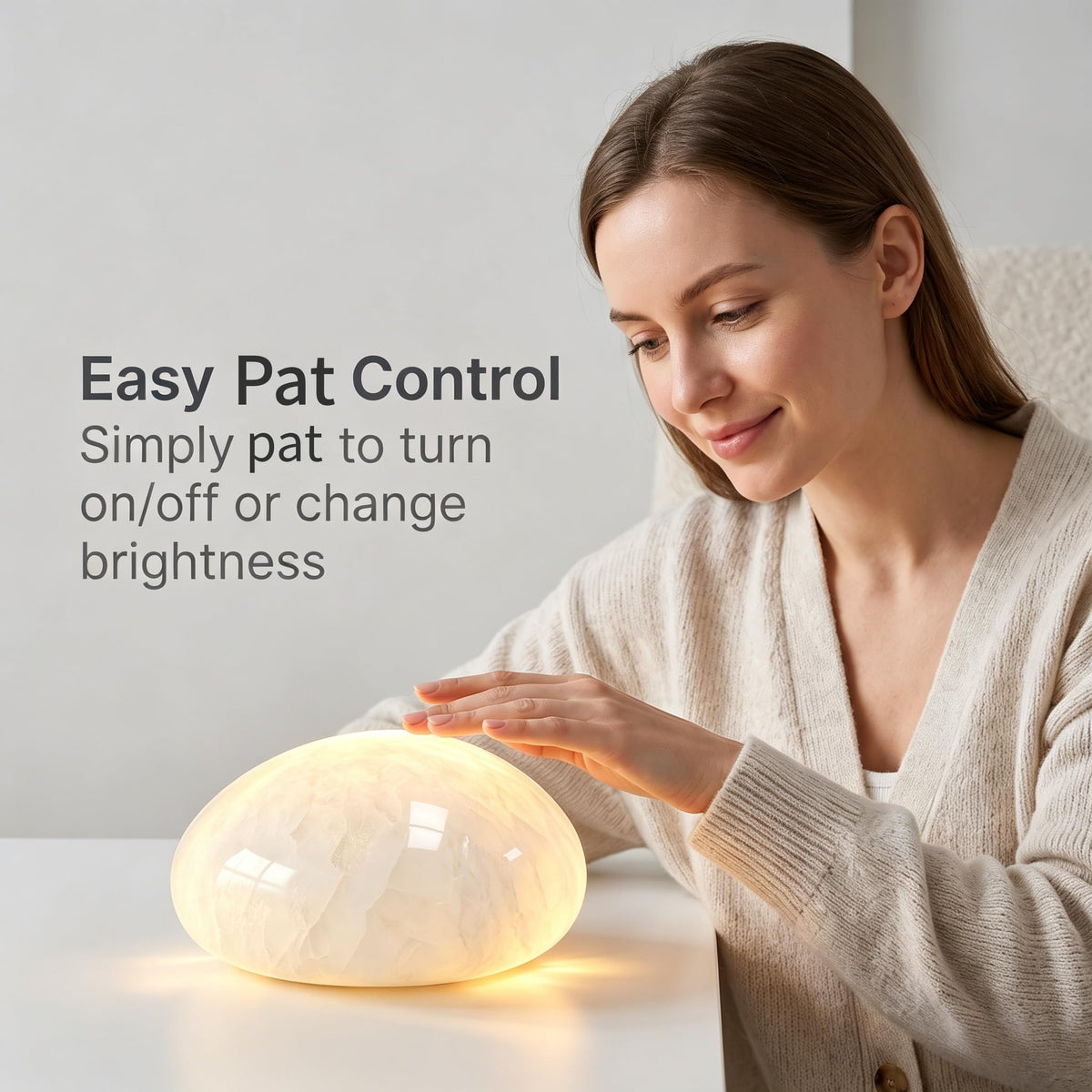 Natural Marble Lamp Cordless Touch Control Night Light 3 (White B)