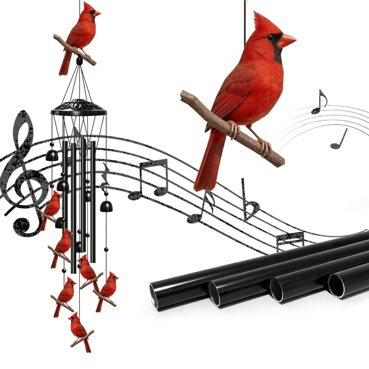 Cardinal Wind Chimes for Outside (Cardinal)