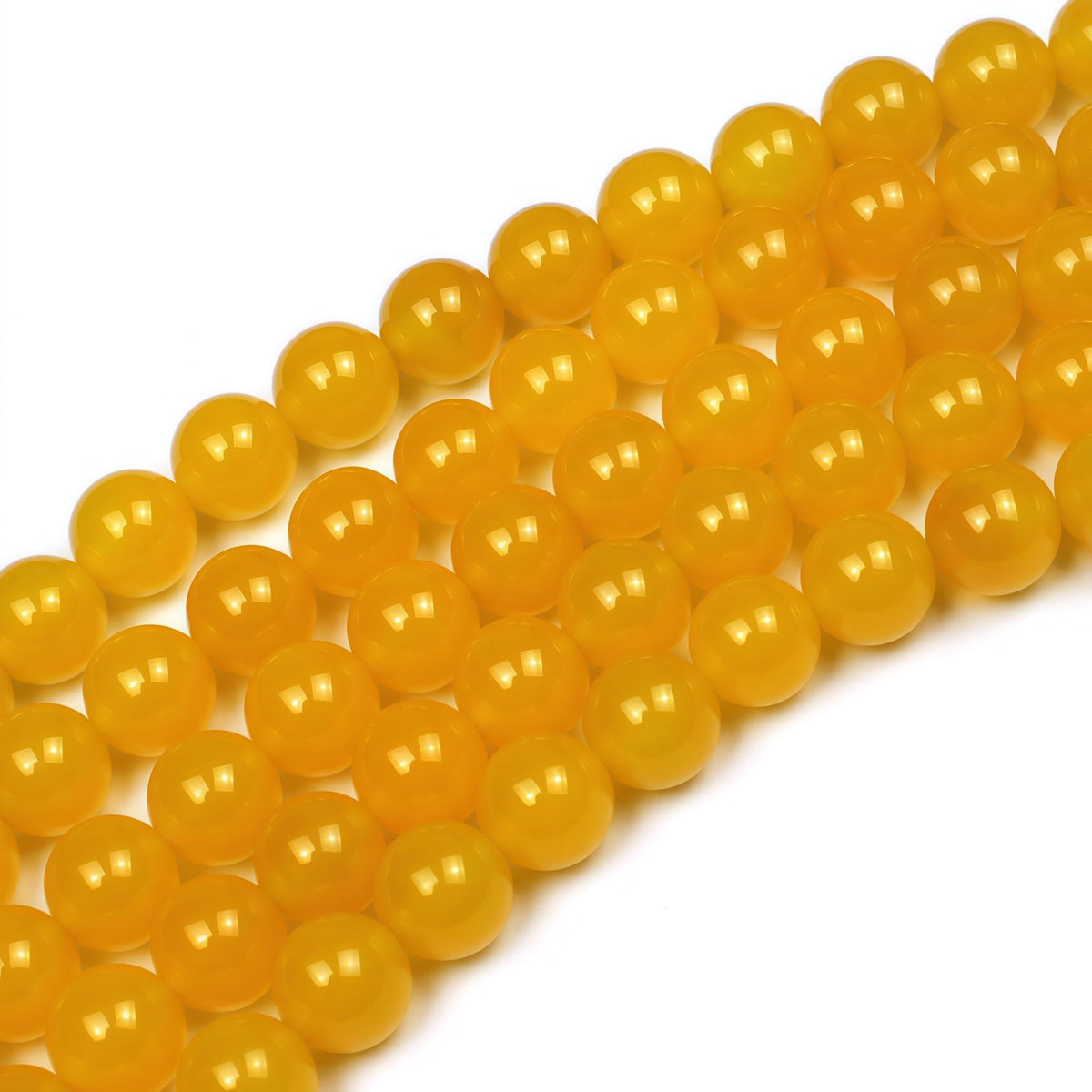 7A Round Natural Yellow Agate Beads Stone Loose Beads for Necklace Bracelet Charms Jewelry Making 15" (Yellow Agate / 10mm)