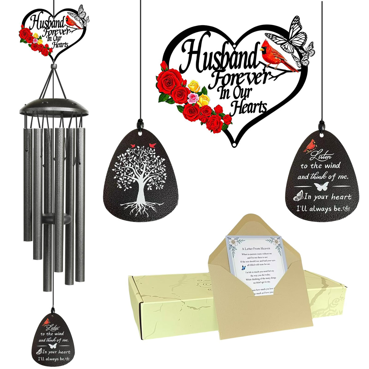 40" Memorial Wind Chimes for Loss of Husband Sympathy Gift