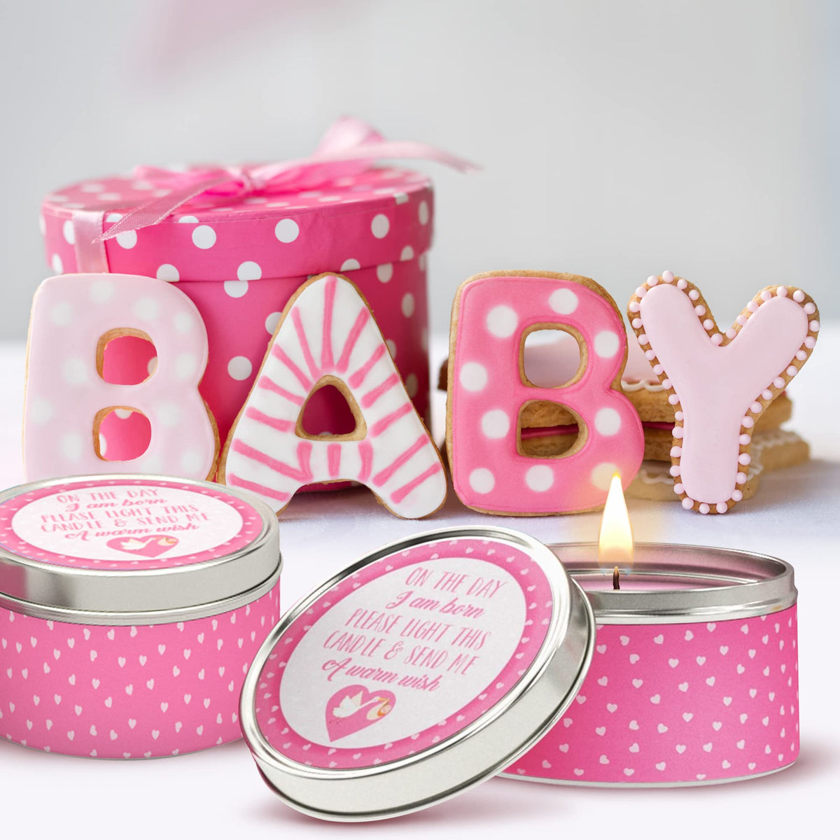 Baby Shower Candle Favors Gift Set (Pink-1-9pk)