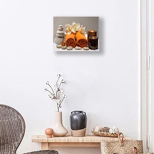 Bathroom Wall Art Zen Bathroom Decor Zen Meditation Stone Canvas Prints Bathroom Pictures for Wall Zen Spa Painting Modern Artwork Home Decoration for Bathroom Spa Yoga Room 16"x12" (Zen Stone / 16"L x 12"W)