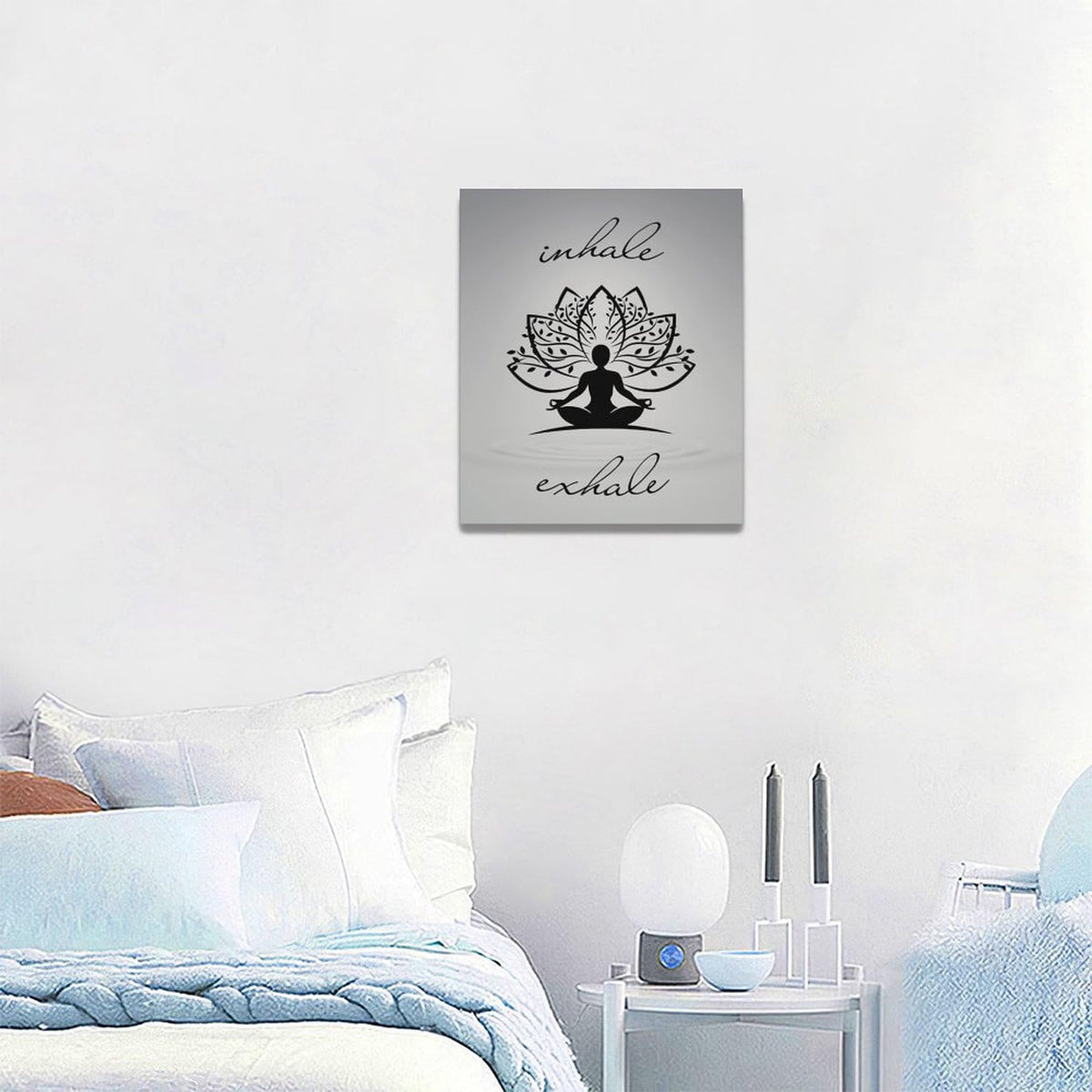 Inhale Exhale Wall Art Yoga Zen Meditation Pictures Decor Canvas Painting Print Modern Artwork Decorations Framed for Bathroom Living Room Bedroom 20 x 24 inch (24L" x 20W" / Inhale)
