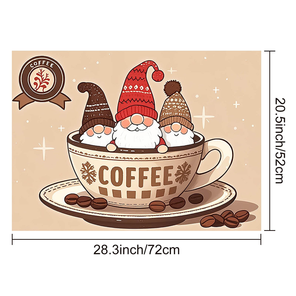 Coffee Cup Gnome Stove Cover 28x20 Diatomite Mat