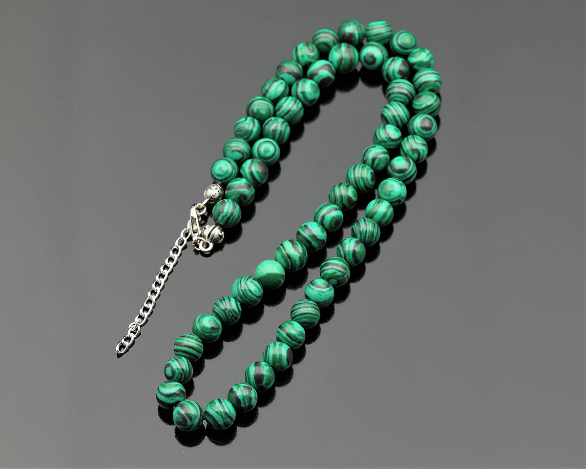 Natural Malachite Beaded Choker Necklace (Malachite / 26 Inches)