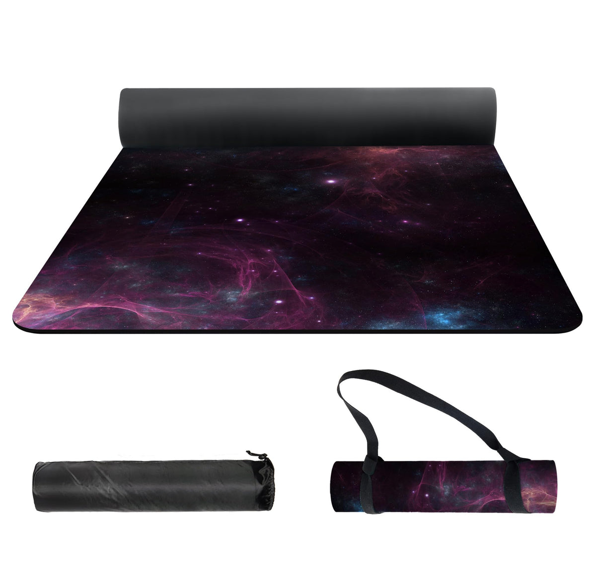 Yoga Mat Print Extra Thick TPE Non Slip Fitness Exercise Mat with Carrying Bag (Moon)