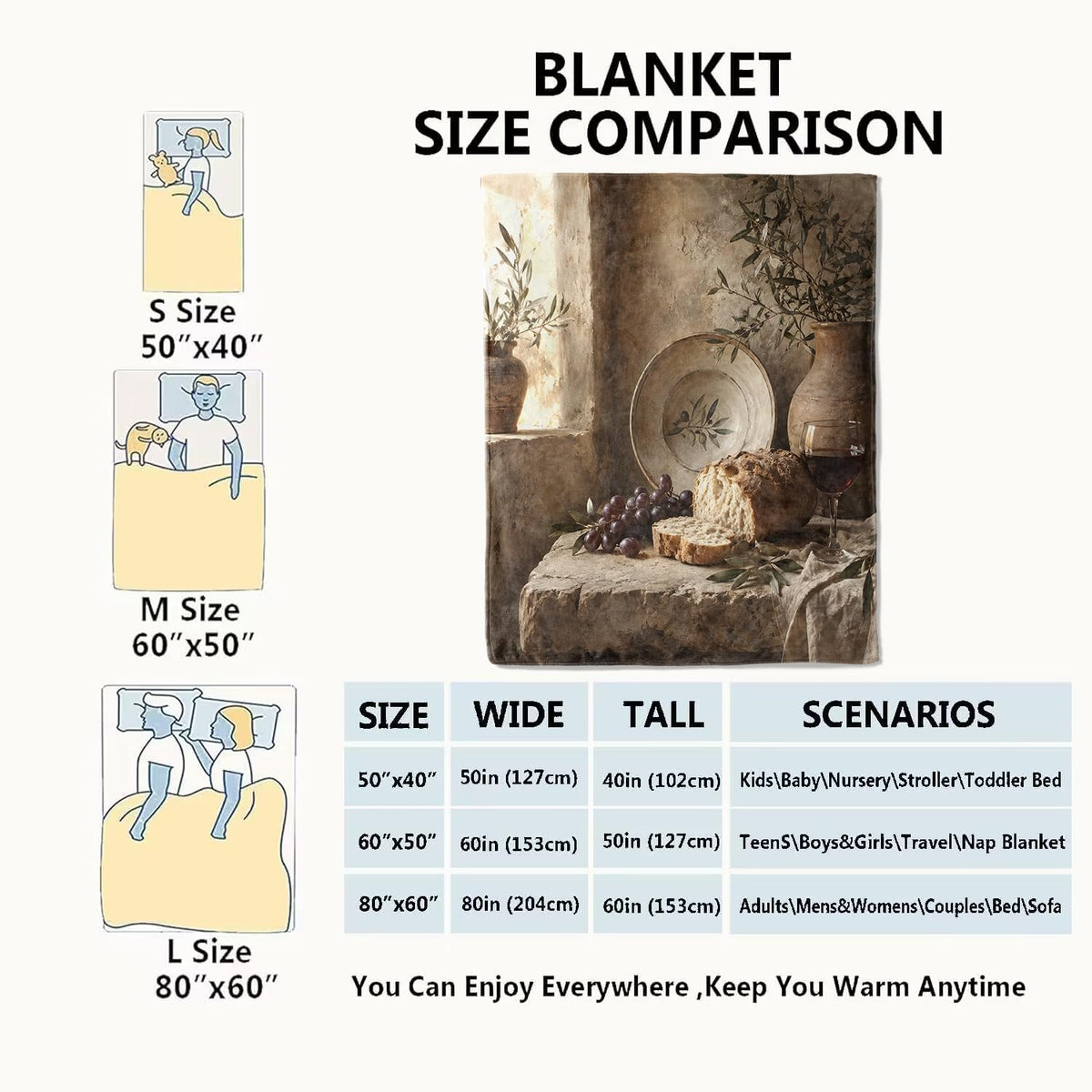 Tuscan Still Life Flannel Blanket (Tuscan Still Life / 40x50 inch)
