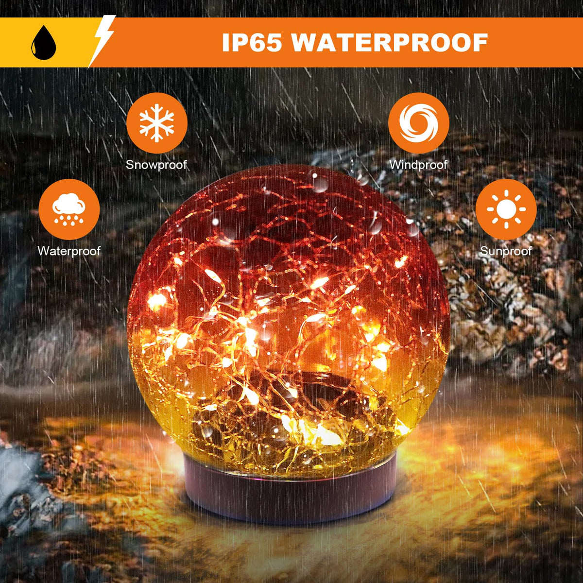 Solar Globe Lights Outdoor Waterproof (Red / 2 globes)
