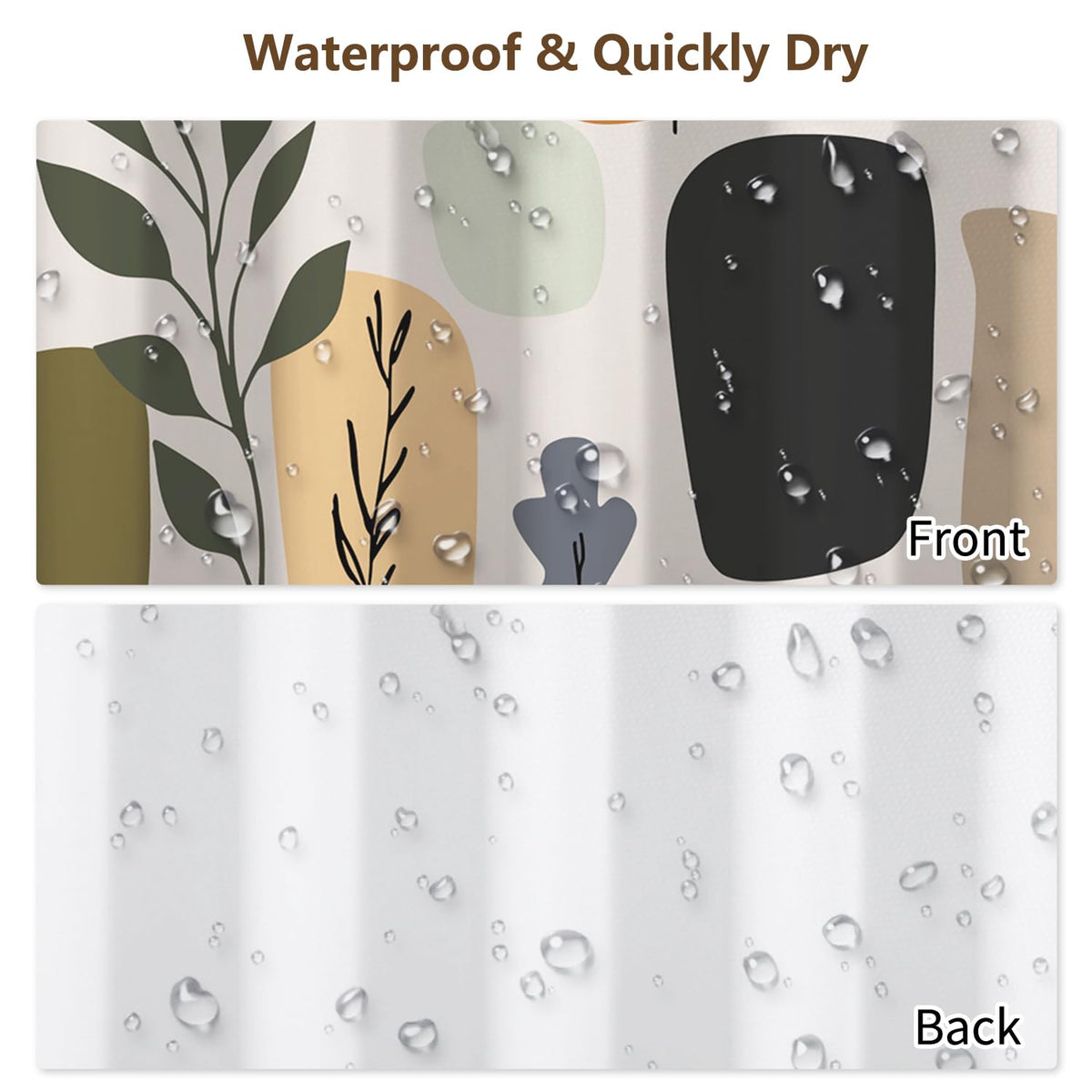 Abstract Geometric Botanical Shower Curtain with Hooks (Geometric & Botanical-b)