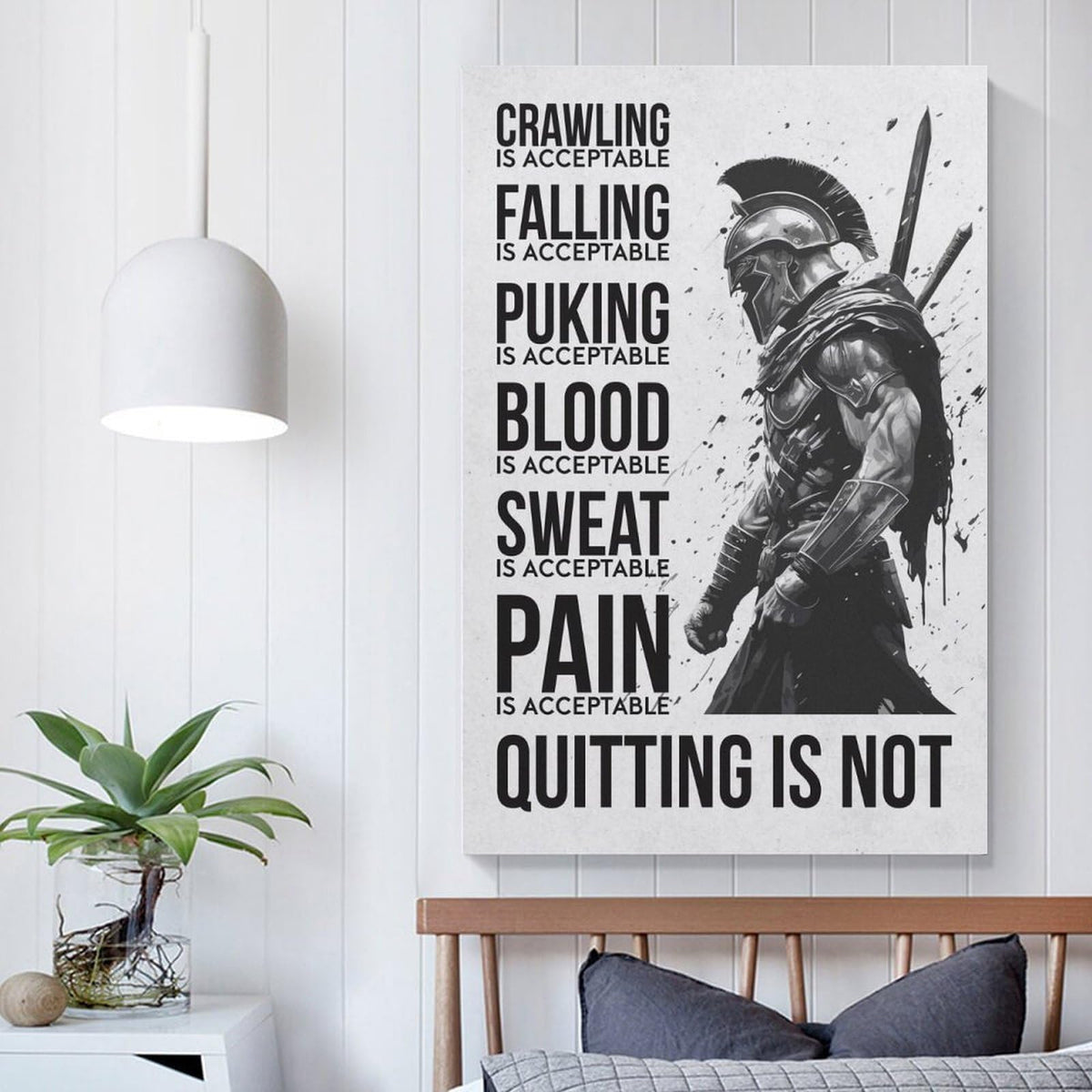 Spartan Warrior Motivational Poster Canvas Printing Wall Art Prints Wall Decor Posters Monochrome Gym Quote Fitness Discipline Bedroom Office Living Room Inspiration 24x36inch (style-15 / 24x36inch(60x90cm) Unframe)