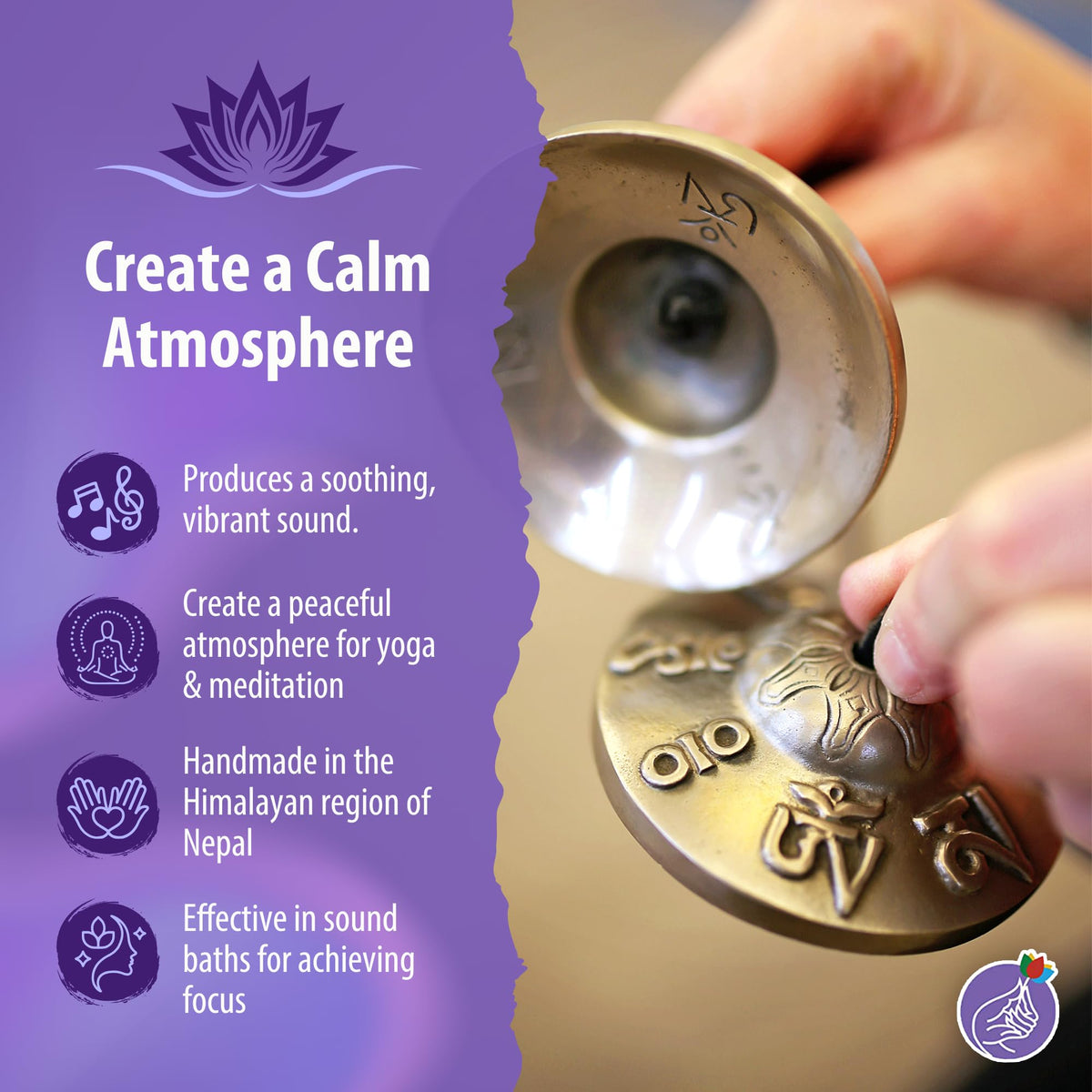 2.75" Buddhist Sign Tibetan Tingsha Bell Meditation Yoga Chime (Buddhist Signs / 2.75 Inches)