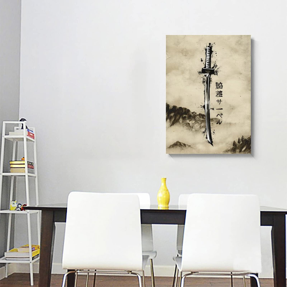 Japanese Ink Bushido Posters and Prints Samurai Canvas Painting Samurai Sword Wall Art Character Pictures Decoration Living Room Home Decor Unframed 12 x18 inches (18"L x 12"W / Unframe-1)
