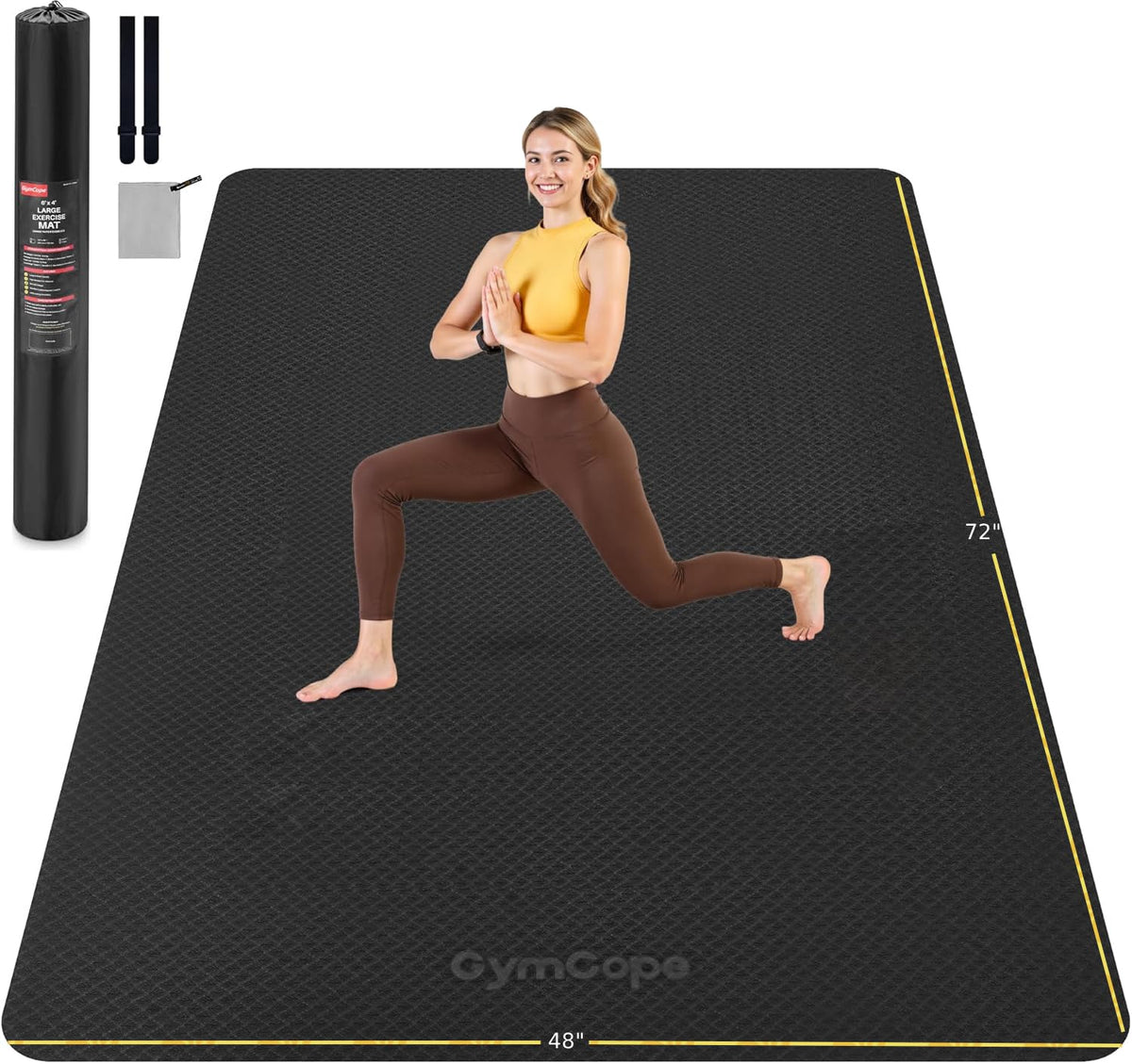 Extra Large Yoga Mat (72x48x2/5inch / Black)