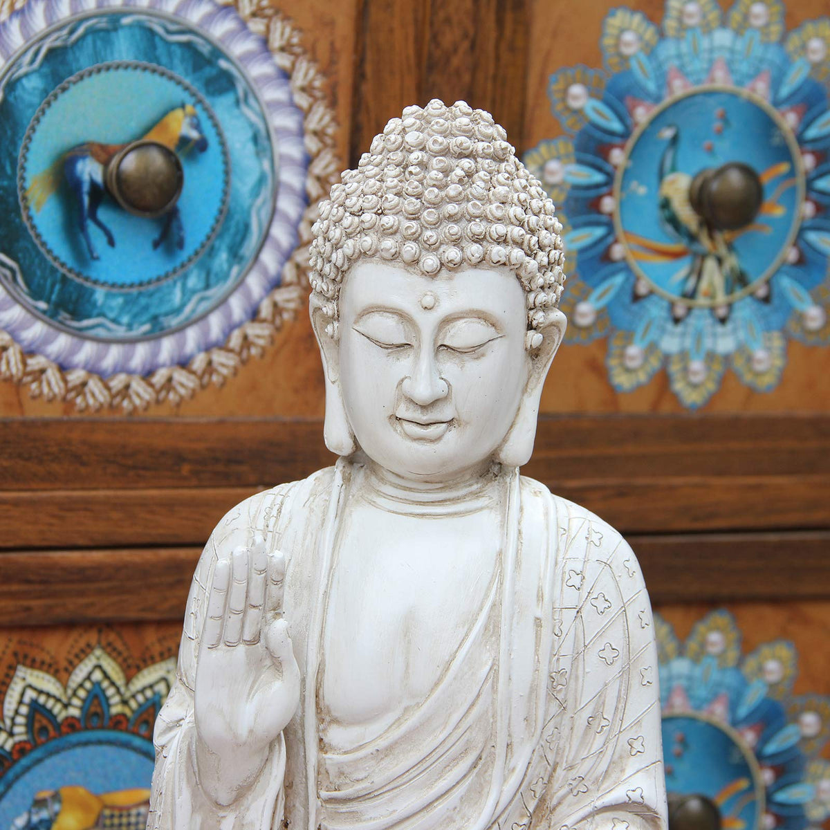 Buddha statue for home decor accents (White)