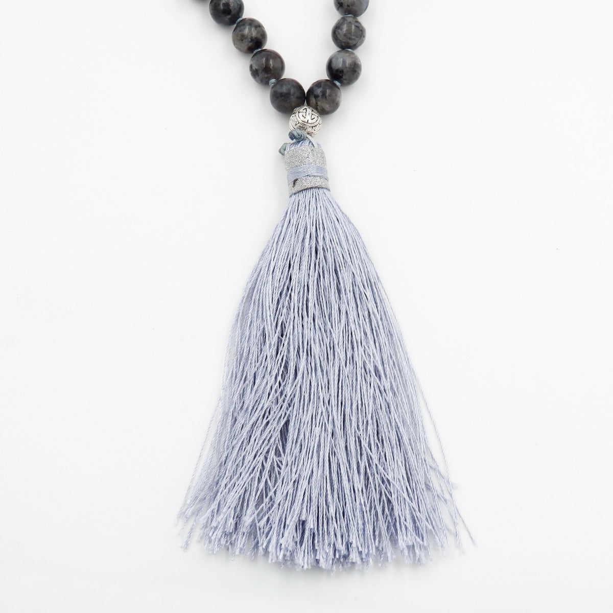 Mala Beads Necklace for Women & Men (black labradorite)