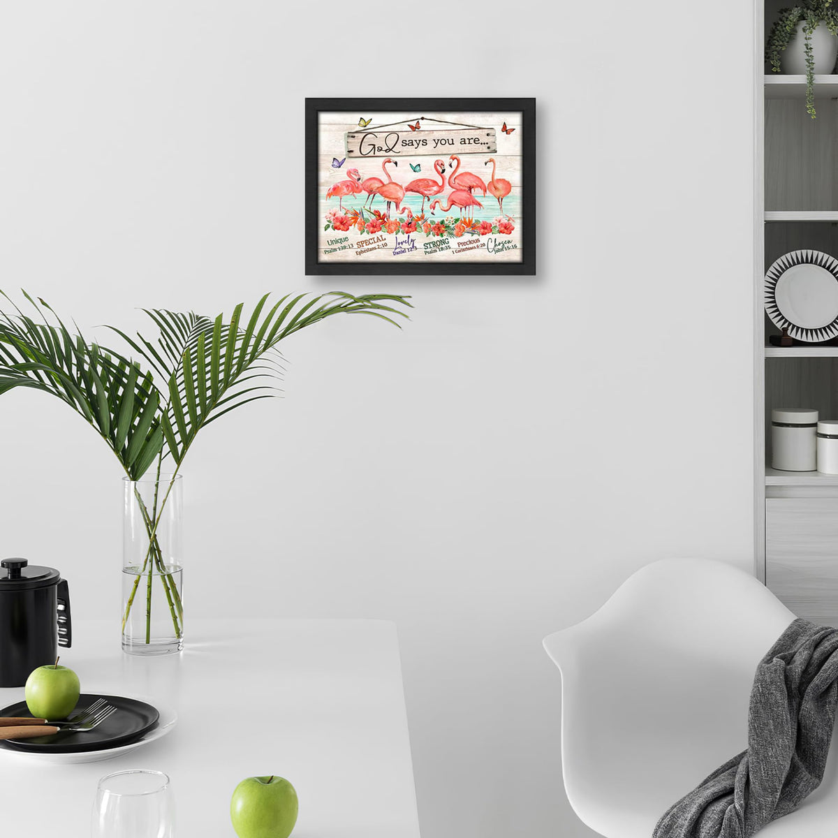 Flamingo Bathroom Decor Wall Art (Framed Bathroom Art 931 / 10"L x 8"W)