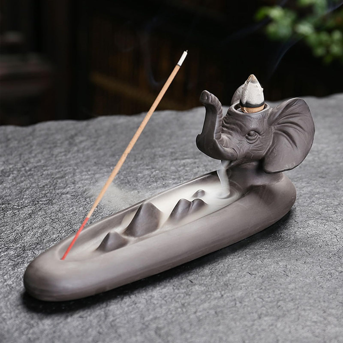 Elephant Incense Holder (Elephant(8'' L x 3.4'' H))