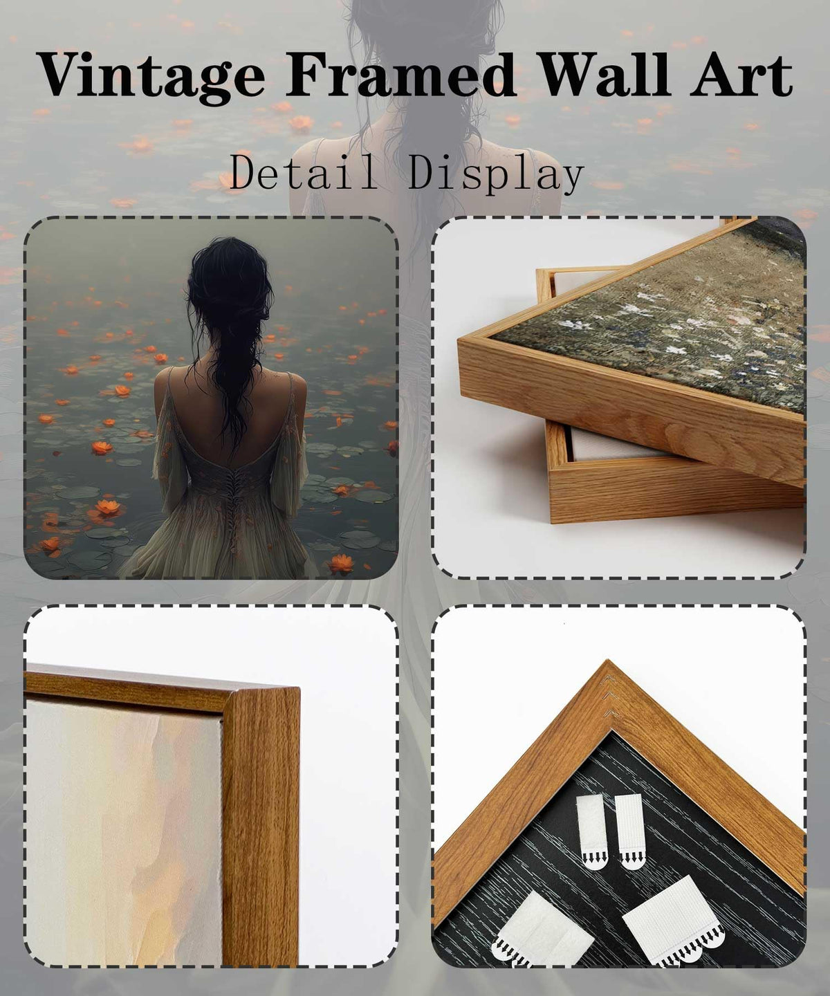 Framed Dark Academia Wall Art Lady in the Lake Moody Victorian Wall Decor Pictures Gothic Cottagecore Posters Prints Vintage Halloween Aesthetic Paintings for Gallery Bedroom Decoration 8x10in (Lady / 10"L x 8"W)