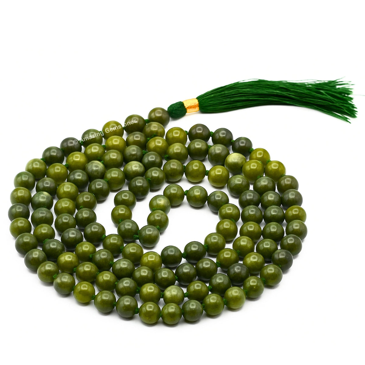 Green Jade Mala (Green Jade / Knotted)