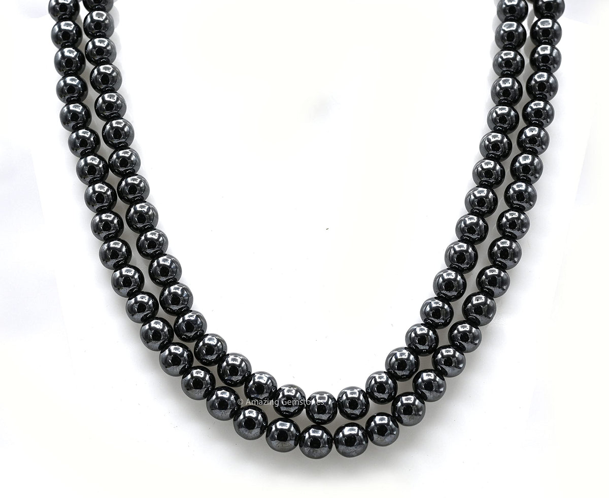 Hematite Buddhist Prayer Beads Japa Mala with 108 Meditation Beads (Without Knots / Hematite)