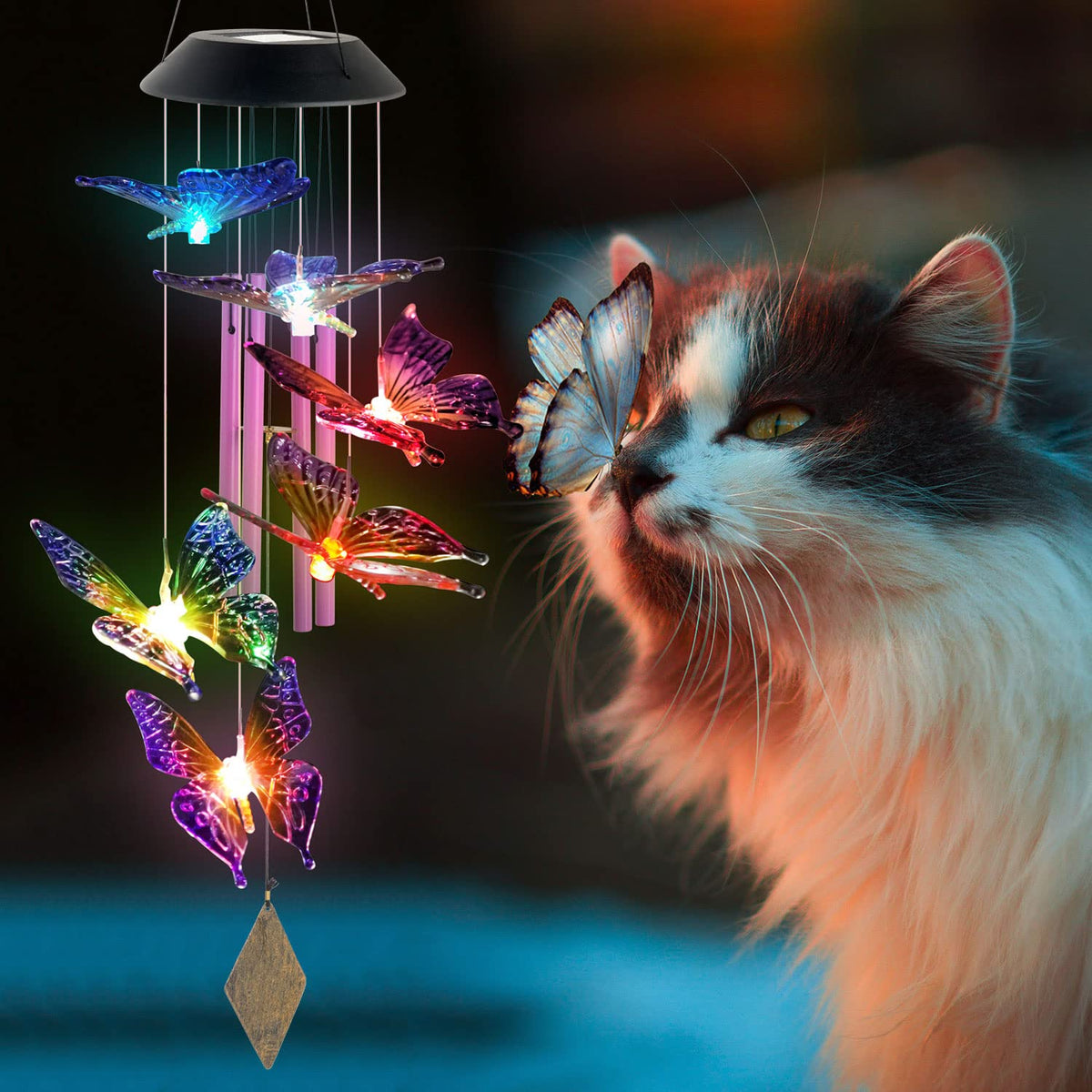 Purple Butterfly Wind Chimes Outdoor (Purple Butterfly)
