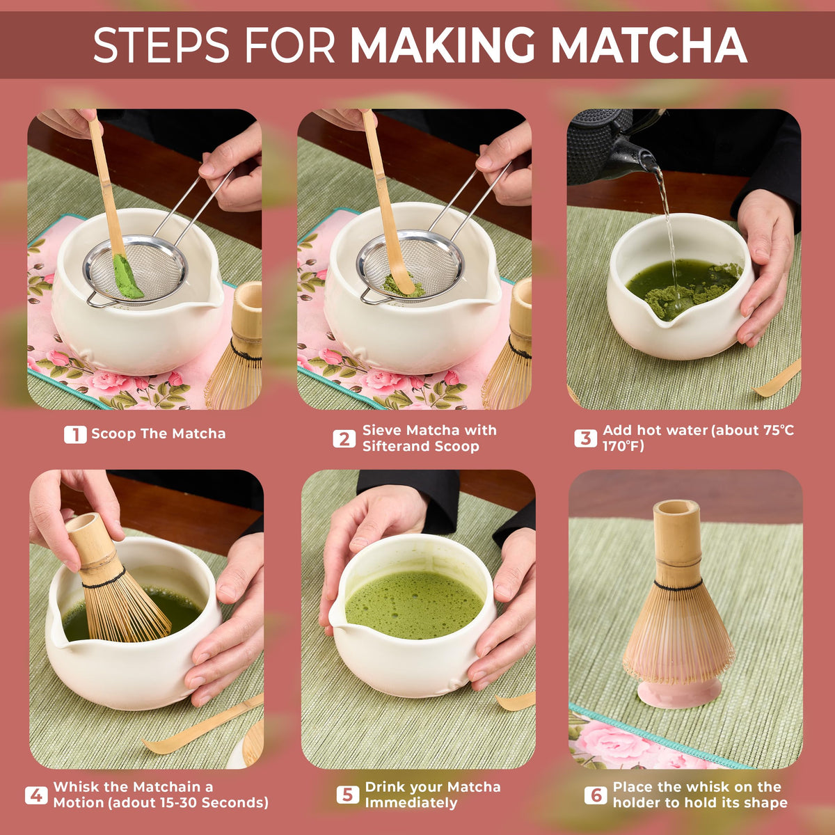 18 OZ Matcha Whisk Set (Pink)