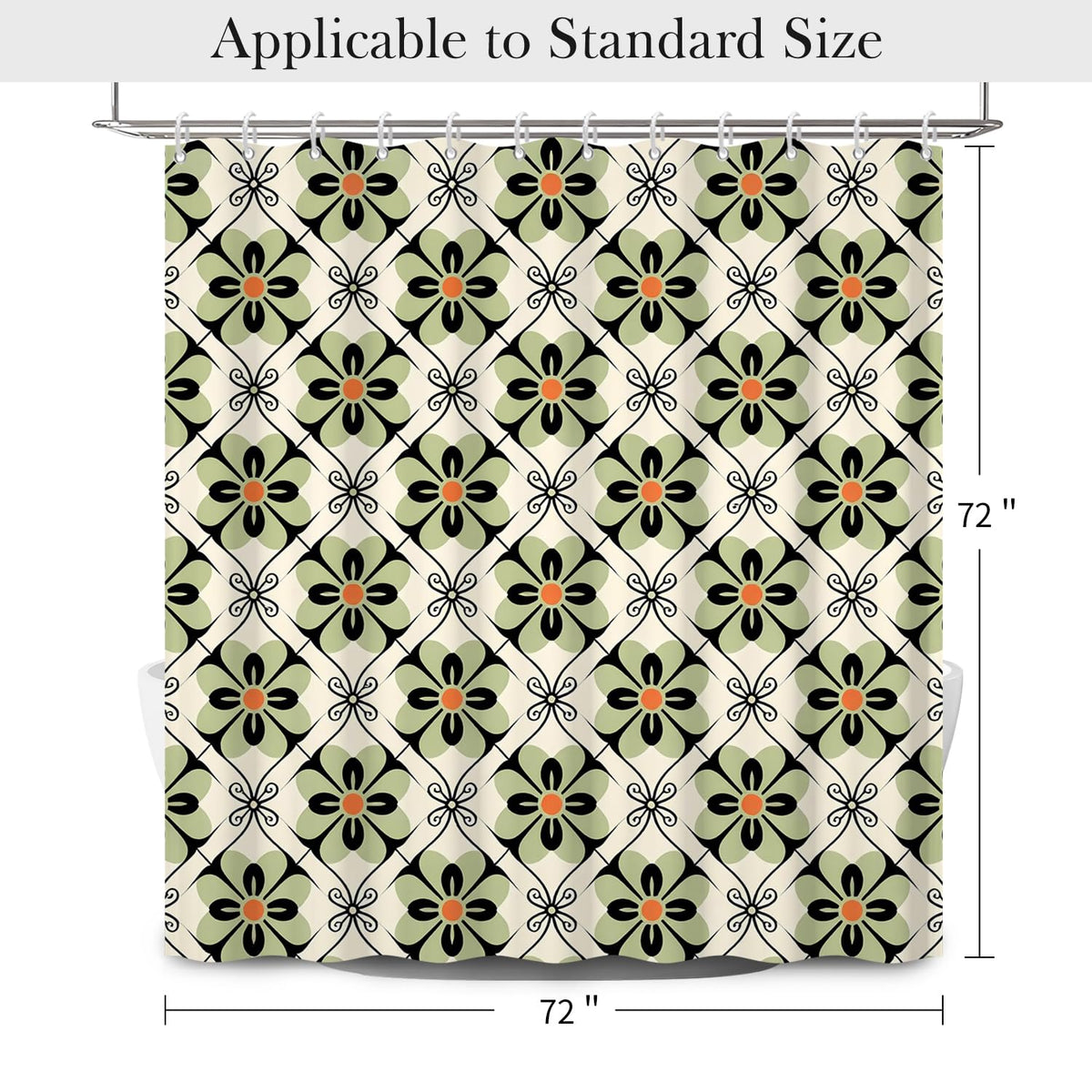 Retro Floral Shower Curtain 72x72 Inch (Fresh Flowers / 72"W x 72"L (Pack of 1))