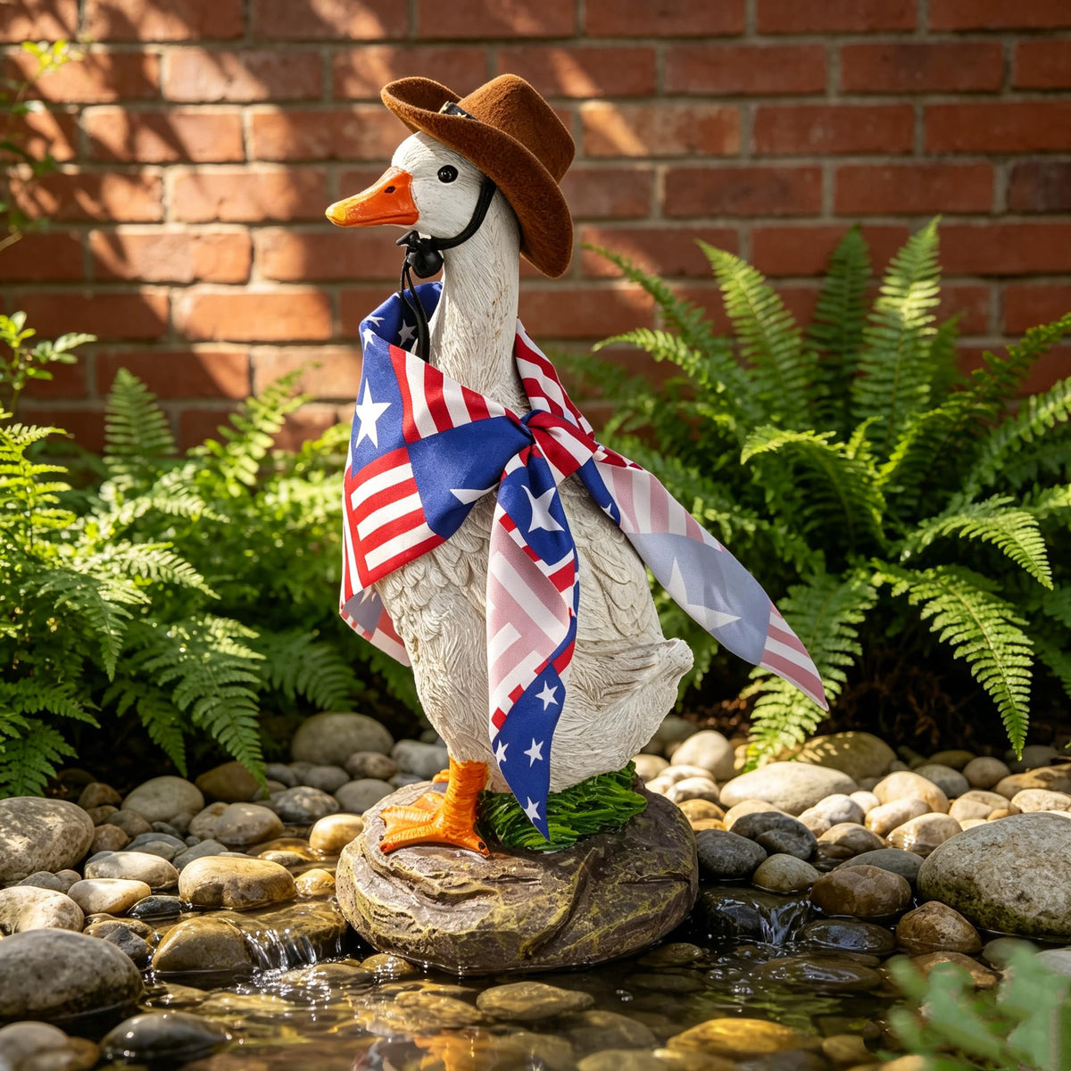 USA Duck Decor Statue for Independence Day (Blue)