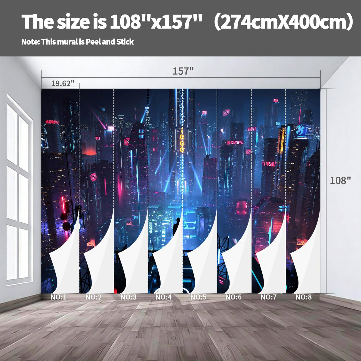 Peel and Stick Wall Mural Wallpaper Night Club 157"×108" Decor K04 (K04 / 157" x 108")