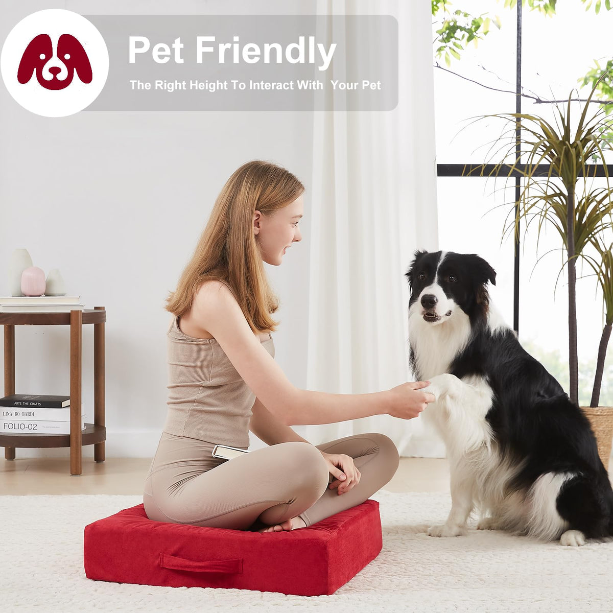 22 inches Floor Pillow for Adults (Burgundy / 1 Count)
